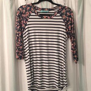 Striped Shirt with Floral sleeves.